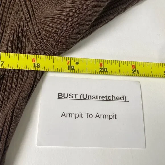 Louben 100% Silk Classic Ribbed Turtleneck Sweater Brown Women's Size M - Picture 6 of 10